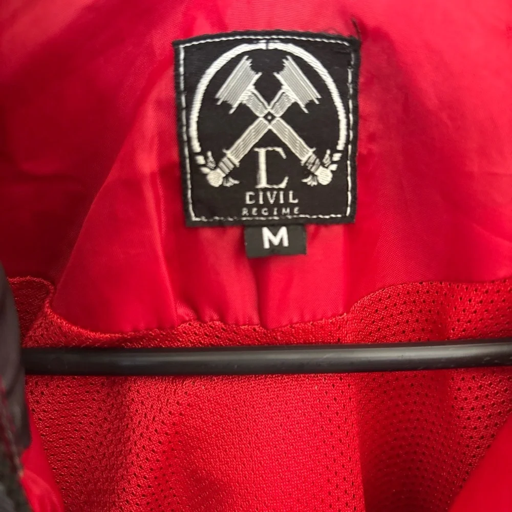 Men's Windbreaker Civil Regime Jacket in Red & Black with Paisley Yoke